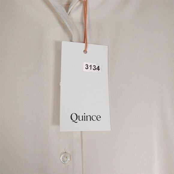 GUC Quince Women's XS Ivory Silk Blend Notch Collar Blouse Long Sleeve 3134-22 - Picture 4 of 12